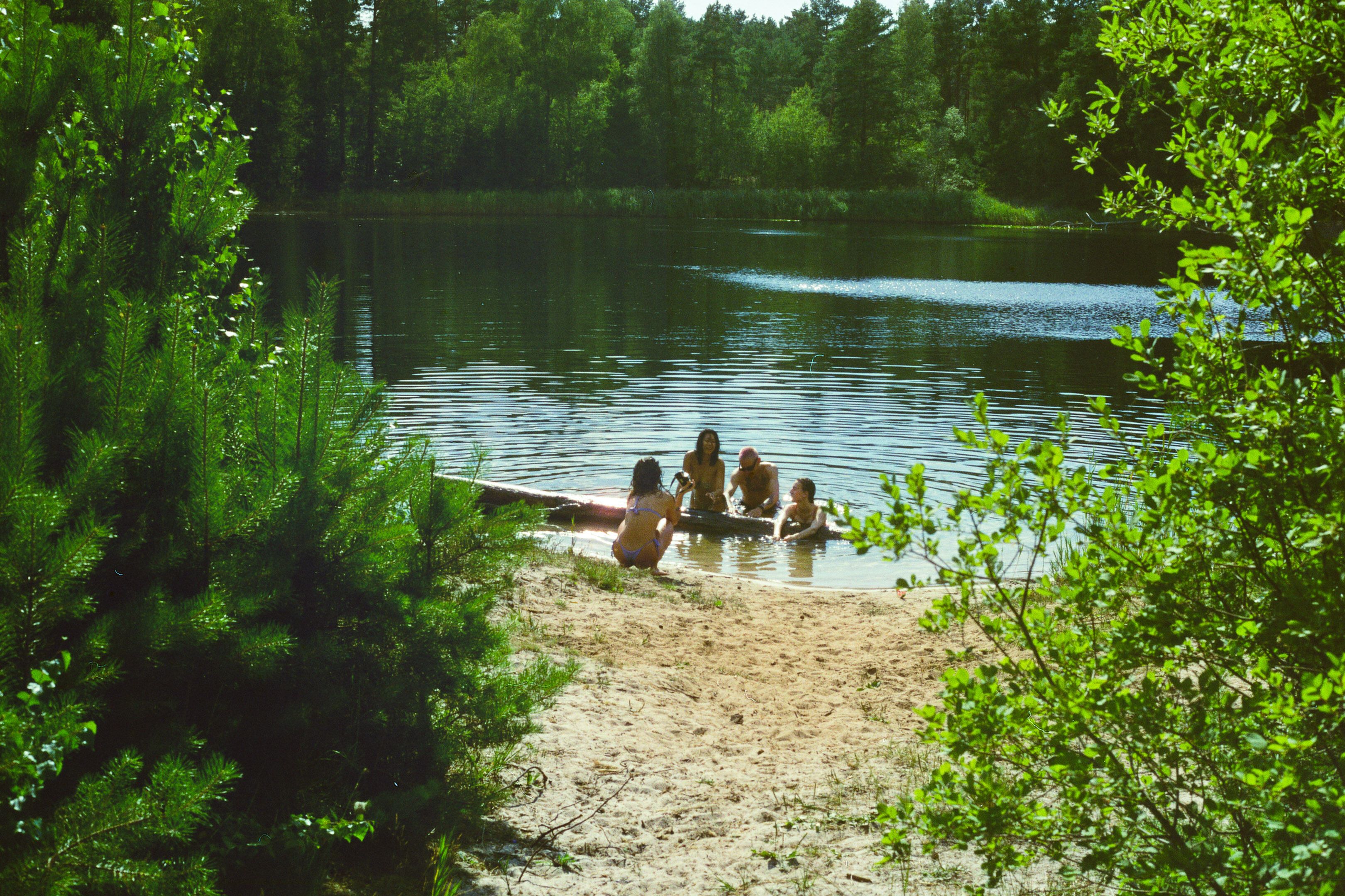 Group of friends a lake