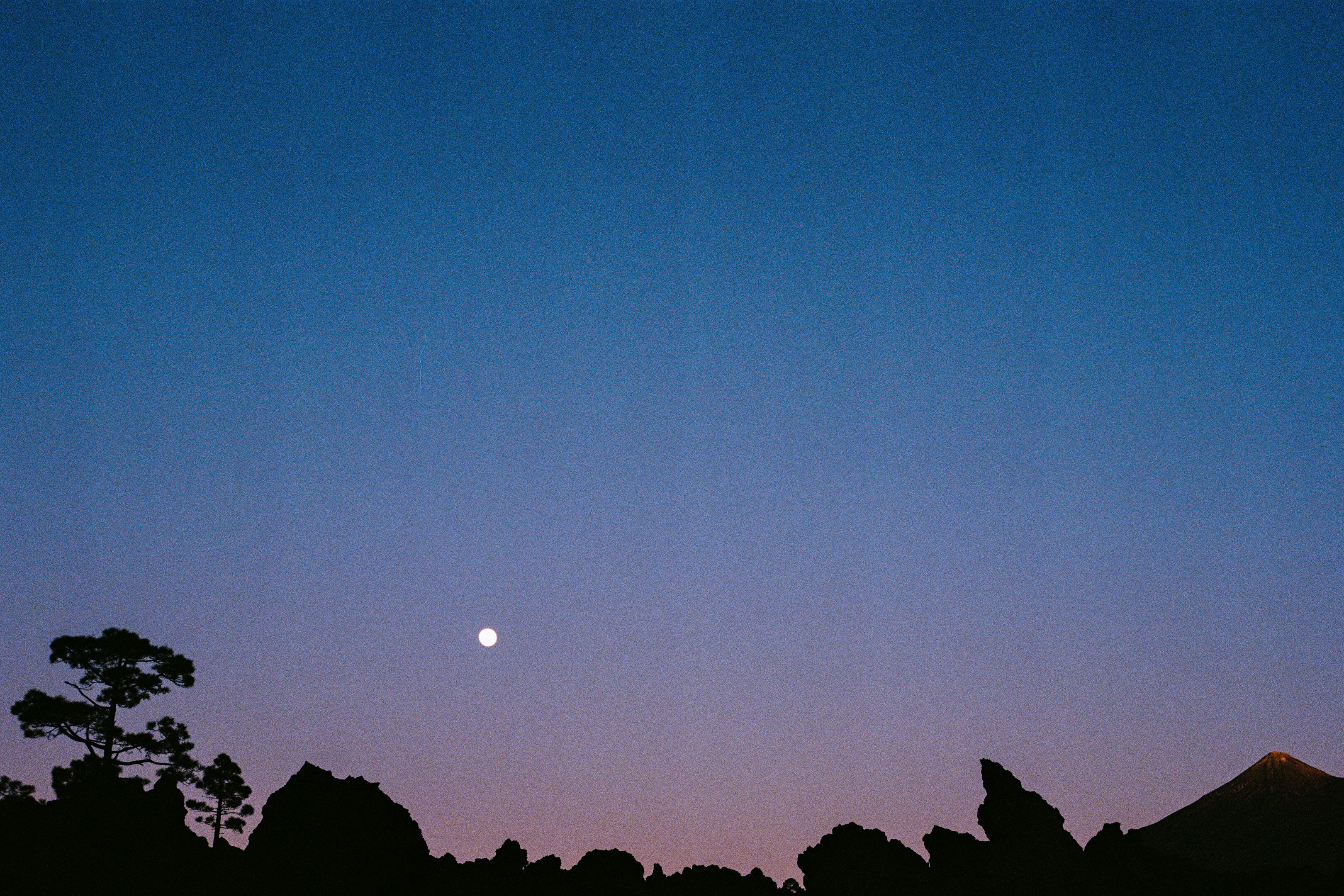 Moon and sky in the after sunset glow